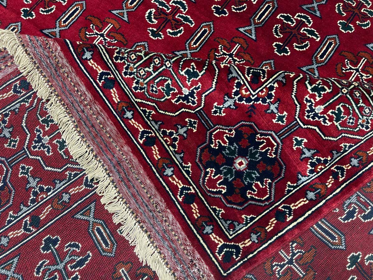 El Dokuma Bordo Afgan Yün Halı (170x240 cm) - Görsel 2