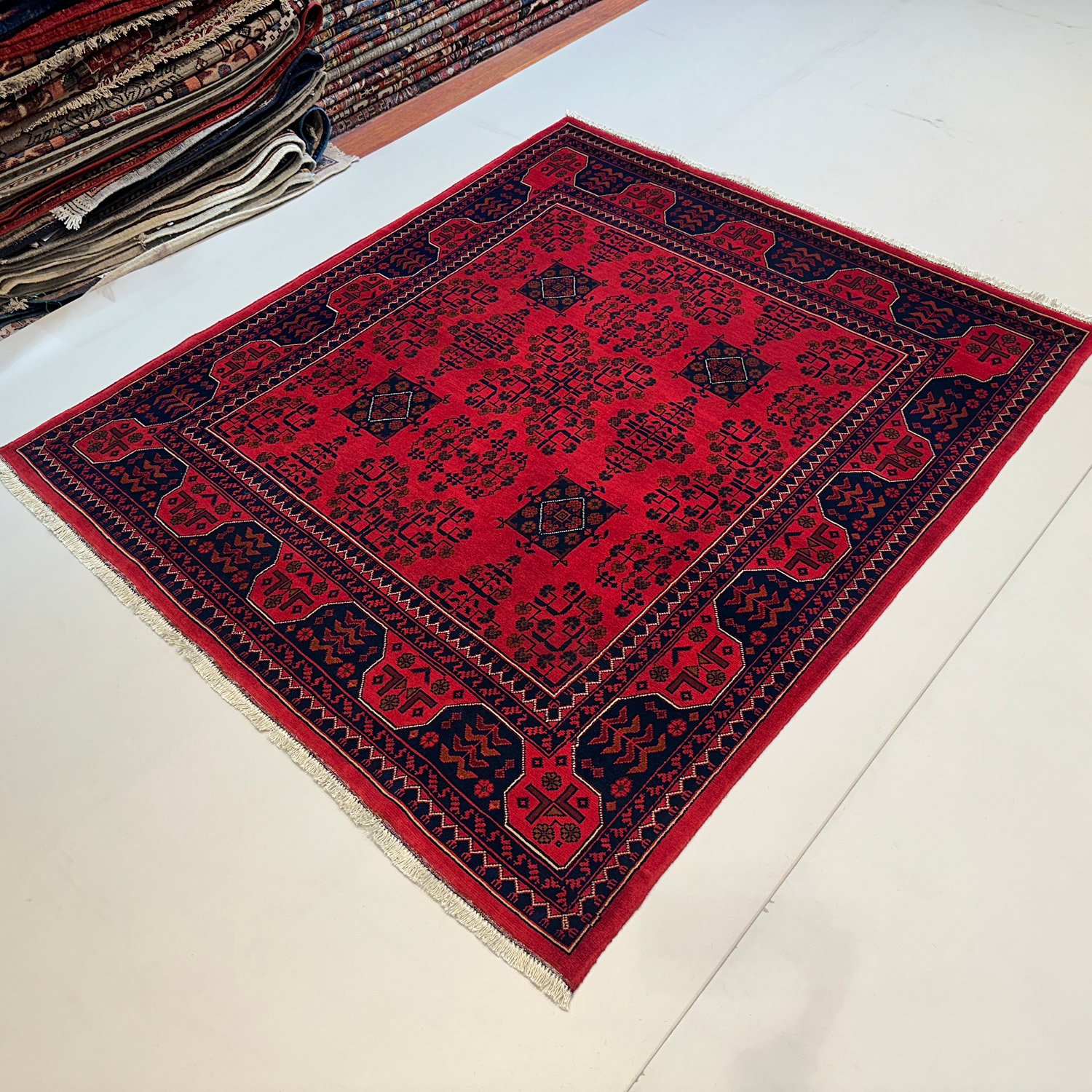 El Dokuma Afgan Khal Muhammadi Yün Halı (150x180 cm) - Görsel 6