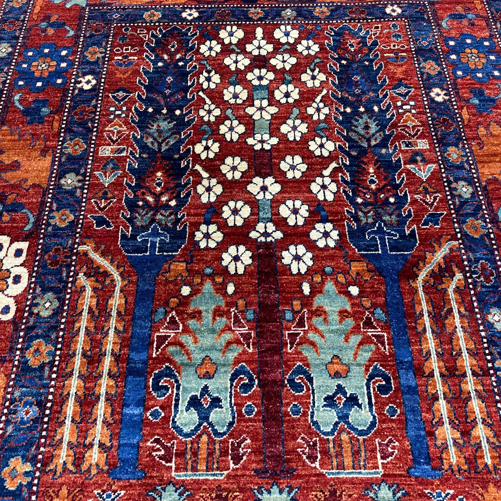 El Dokuma Ağaç Motifli Afgan Kabile Yün Halı (150x245 cm) - Görsel 6