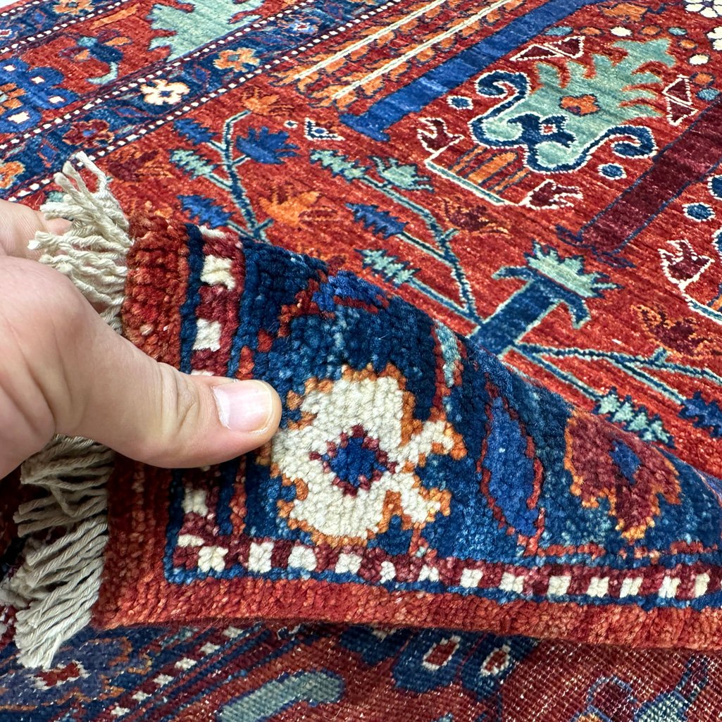 El Dokuma Ağaç Motifli Afgan Kabile Yün Halı (150x245 cm) - Görsel 8