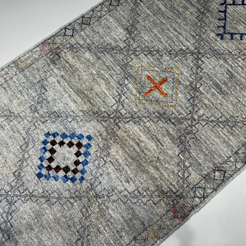 El Dokuma Natural Gri Modern Yün Yolluk Halı (80x300 cm) - Görsel 3