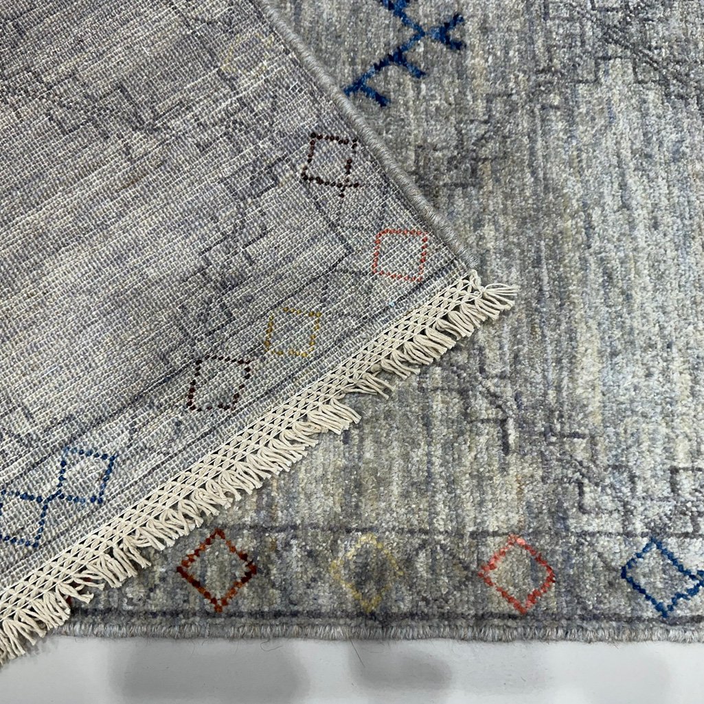 El Dokuma Natural Gri Modern Yün Yolluk Halı (80x300 cm) - Görsel 5