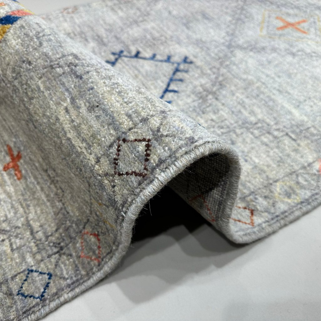 El Dokuma Natural Gri Modern Yün Yolluk Halı (80x300 cm) - Görsel 4
