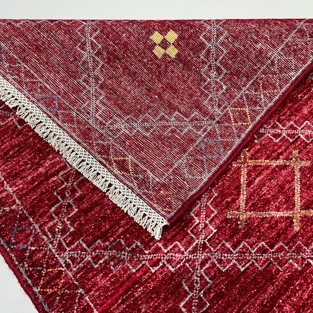 El Dokuma Bordo Modern Yün Yolluk Halı (85x385 cm) - Görsel 8