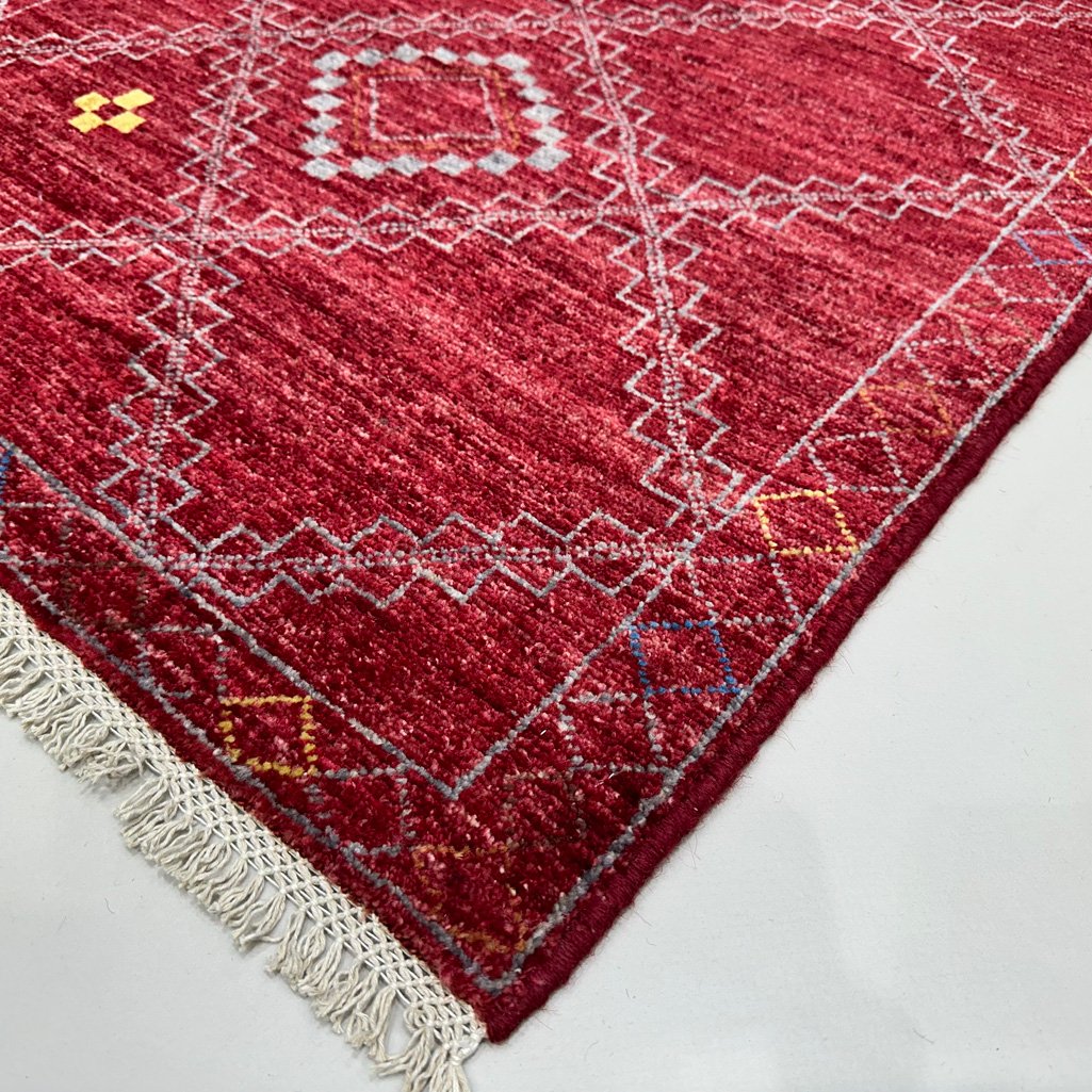 El Dokuma Bordo Modern Yün Yolluk Halı (85x385 cm) - Görsel 7