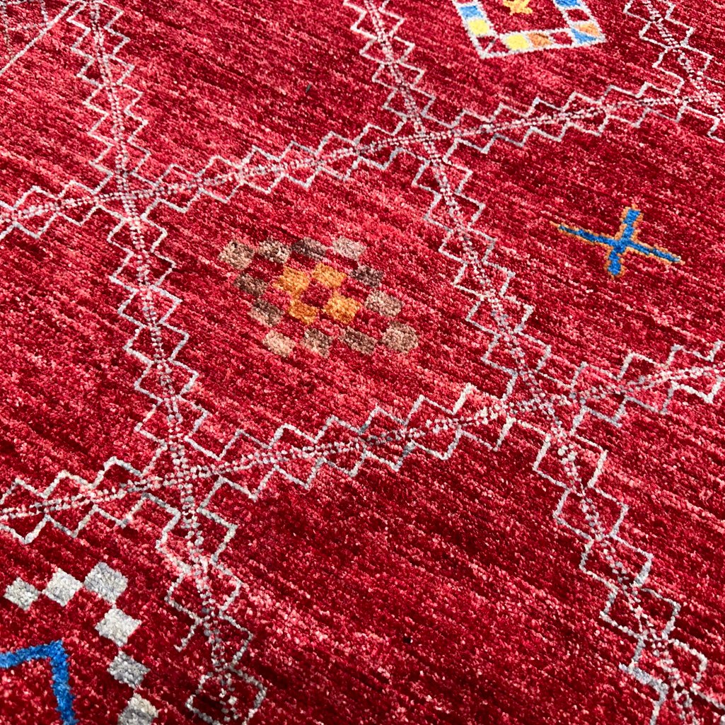 El Dokuma Bordo Modern Yün Yolluk Halı (85x385 cm) - Görsel 2