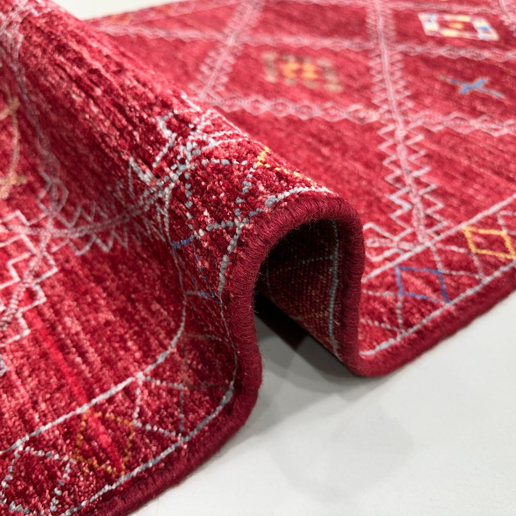 El Dokuma Bordo Modern Yün Yolluk Halı (85x385 cm) - Görsel 3