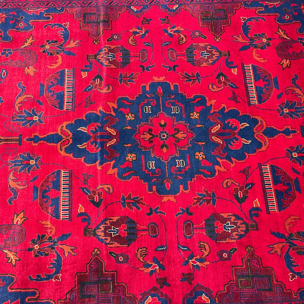 El Dokuma Afgan Khal Mohammadi Madalyon Yün Halı (200x300 cm) - Görsel 2