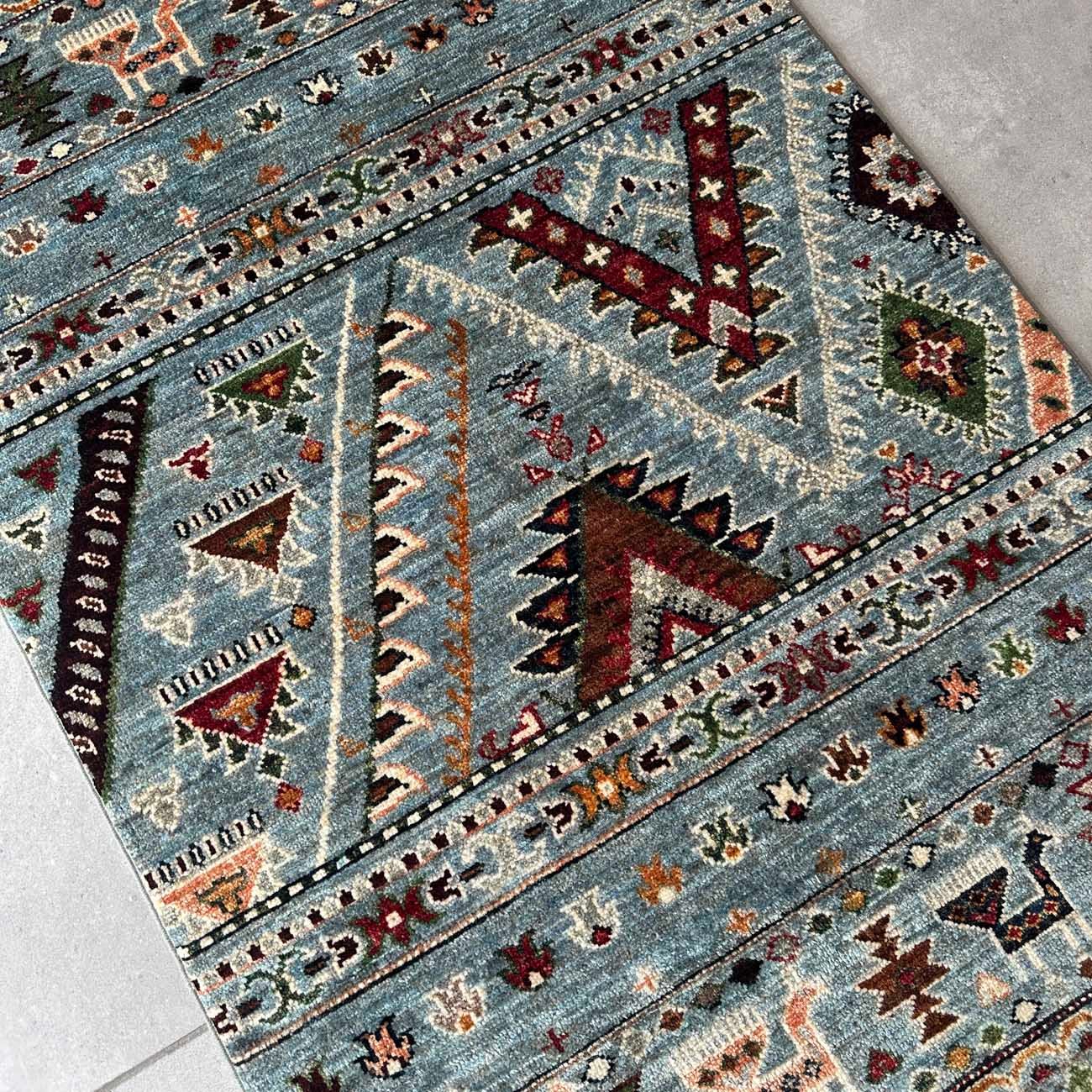 El Dokuma Bohem Kabile Yün Halı (80×130 cm) - Görsel 6