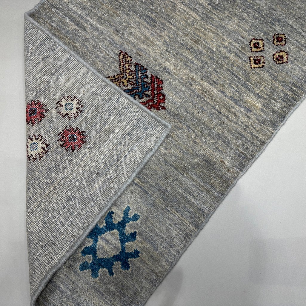 El Dokuma Gri Modern Yün Halı (60x90 cm) - Görsel 3