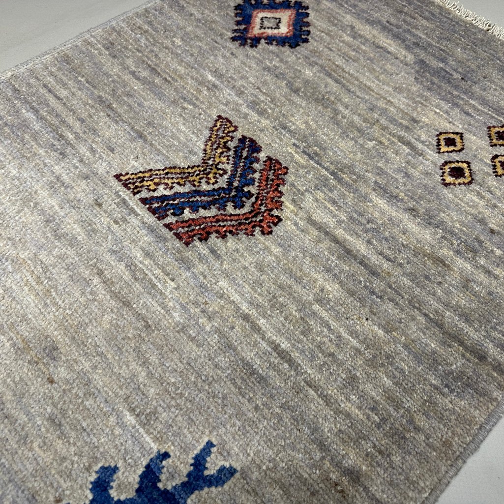 El Dokuma Gri Modern Yün Halı (60x90 cm) - Görsel 5