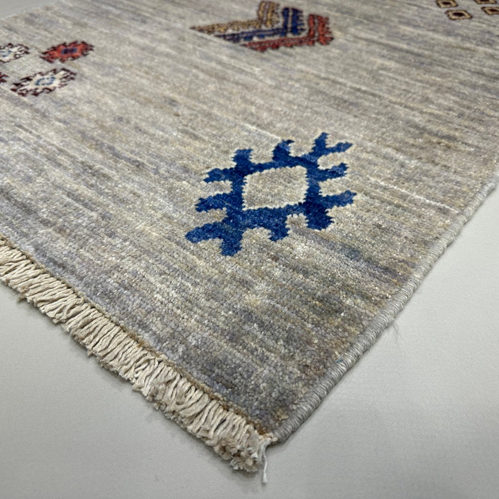El Dokuma Gri Modern Yün Halı (60x90 cm) - Görsel 6