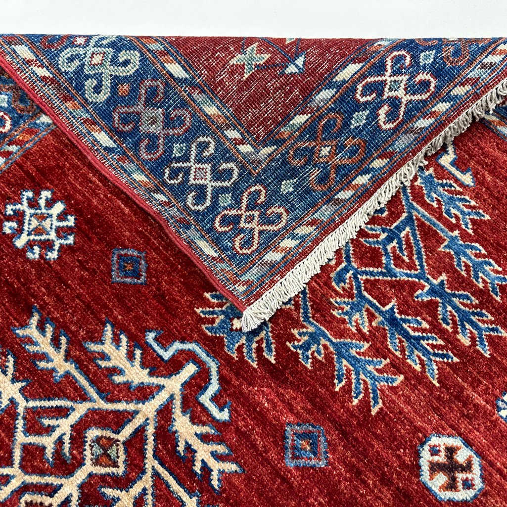 El Dokuma Kırmızı Afgan Kabile Yün Halı (100x150 cm) - Görsel 4