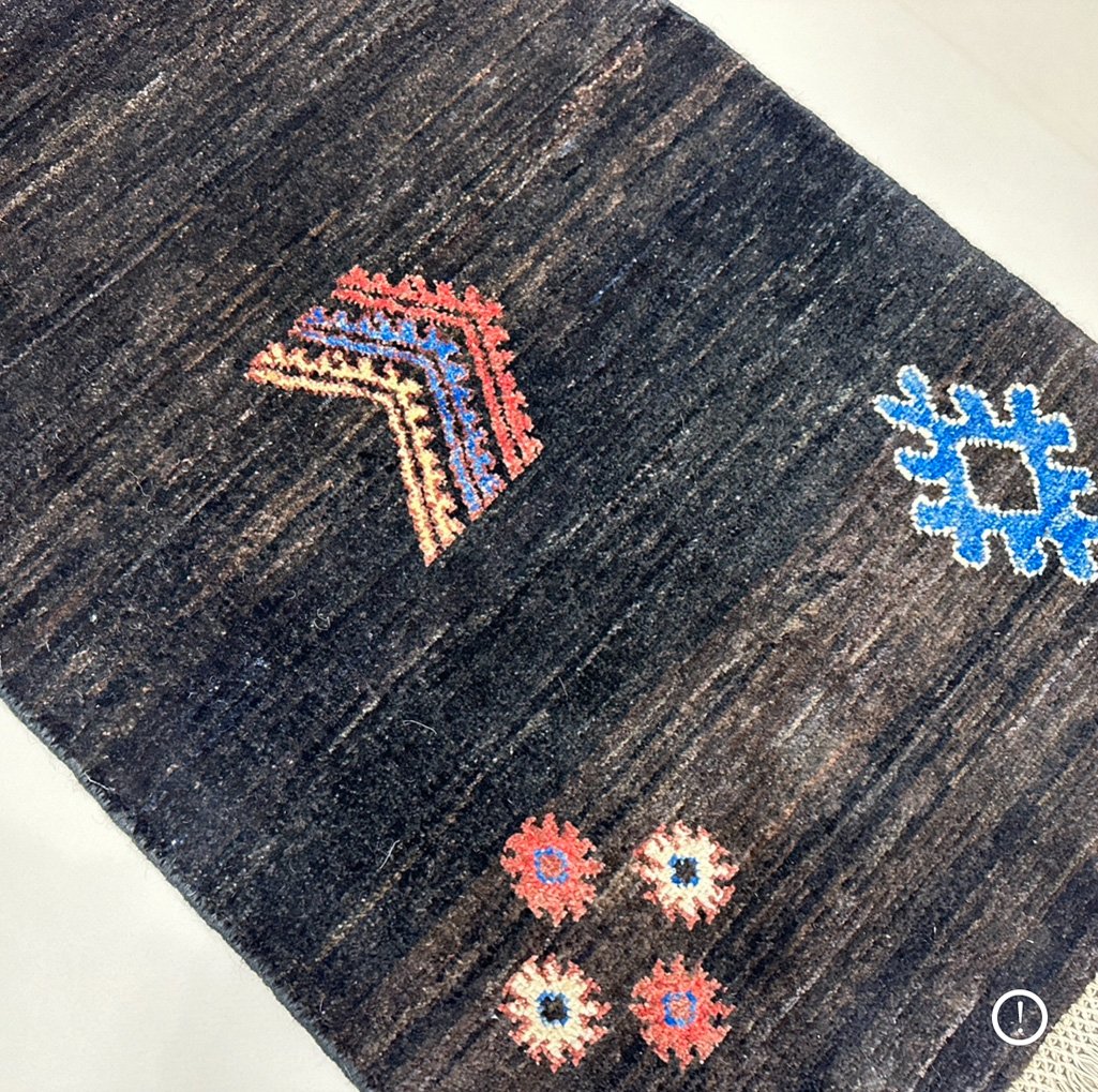 El Dokuma Siyah Modern Yün Halı (60x90 cm) - Görsel 3