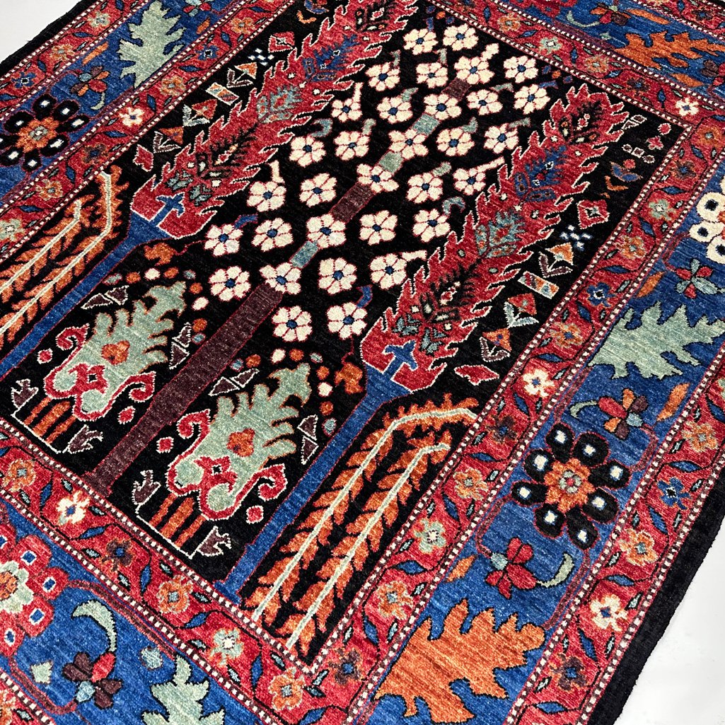 El Dokuma Ağaç Motifli Afgan Kabile Yün Halı (150x190 cm) - Görsel 4