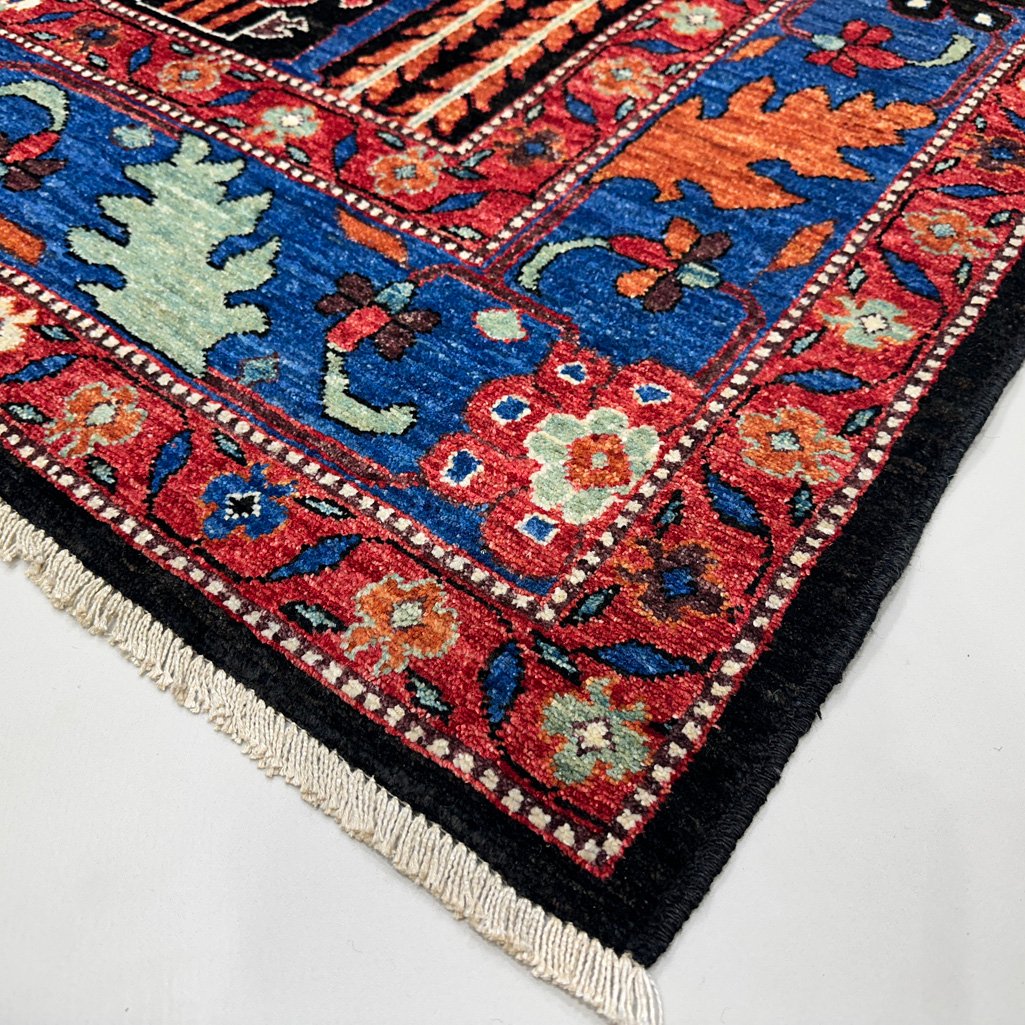 El Dokuma Ağaç Motifli Afgan Kabile Yün Halı (150x190 cm) - Görsel 7