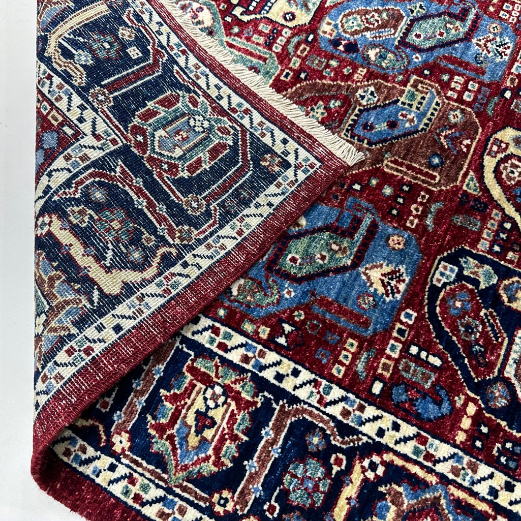 El Dokuma Bordo Afgan Kabile Yün Halı (160x250 cm) - Görsel 5