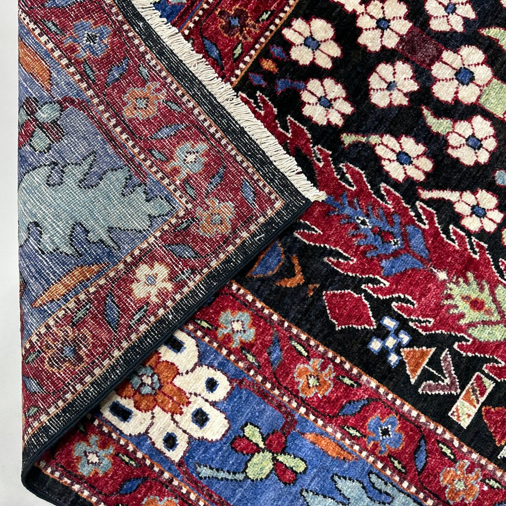 El Dokuma Ağaç Motifli Afgan Kabile Yün Halı (150x210 cm) - Görsel 5