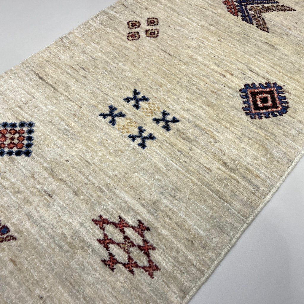 El Dokuma Bej Modern Yün Yolluk Halı (60x180 cm) - Görsel 3