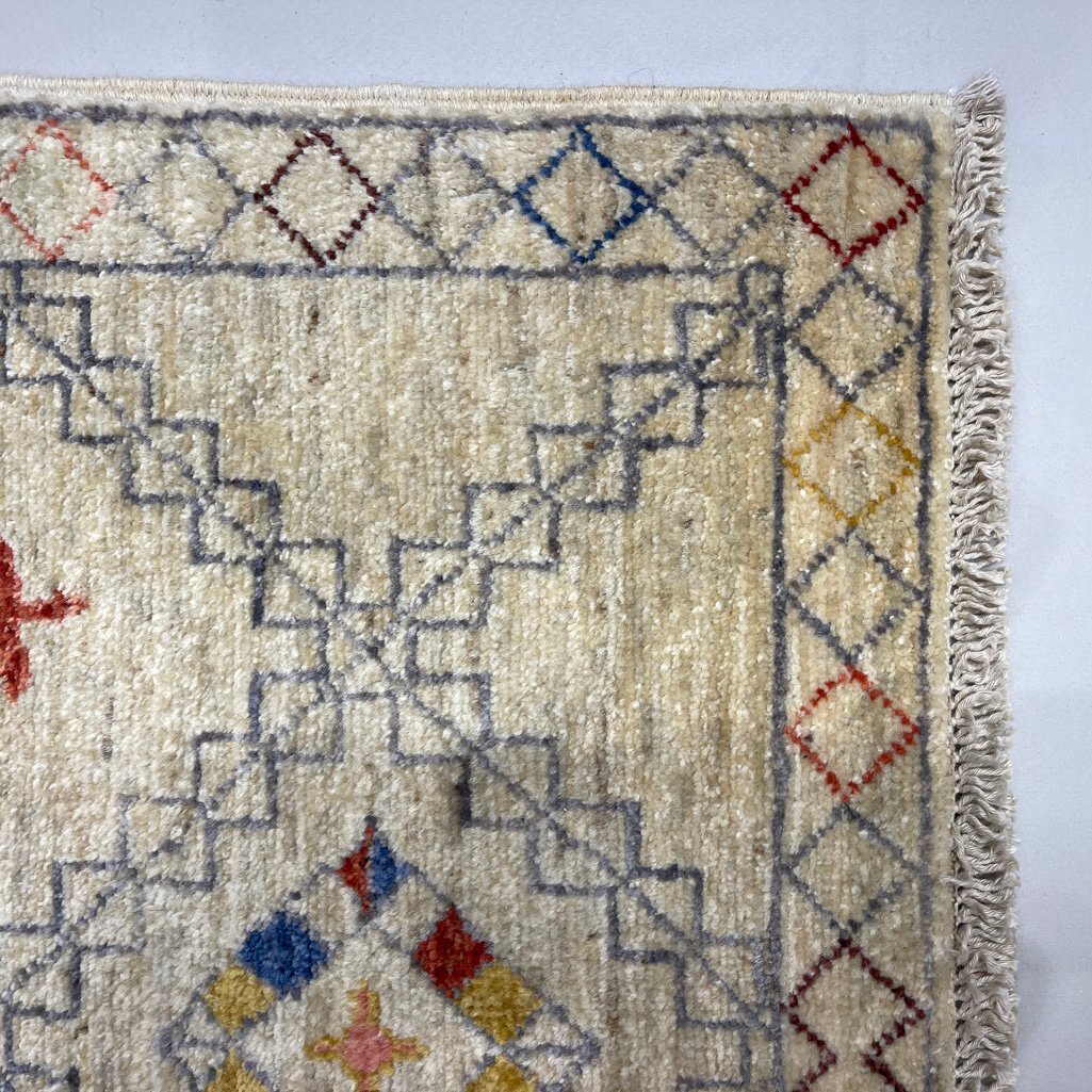 El Dokuma Bej Modern Yün Yolluk Halı (60x180 cm) - Görsel 9