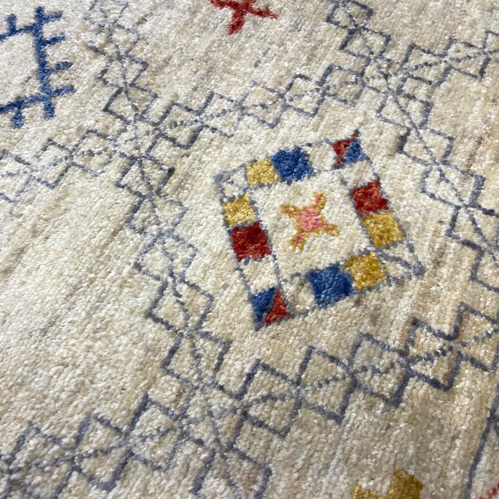 El Dokuma Bej Modern Yün Yolluk Halı (60x180 cm) - Görsel 3