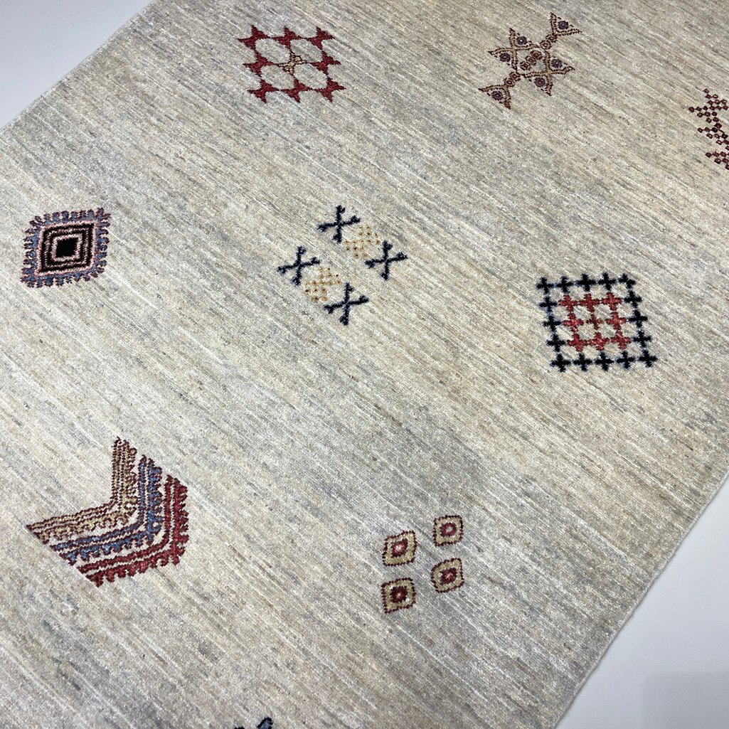 El Dokuma Bej Modern Yün Halı (125x180 cm) - Görsel 4