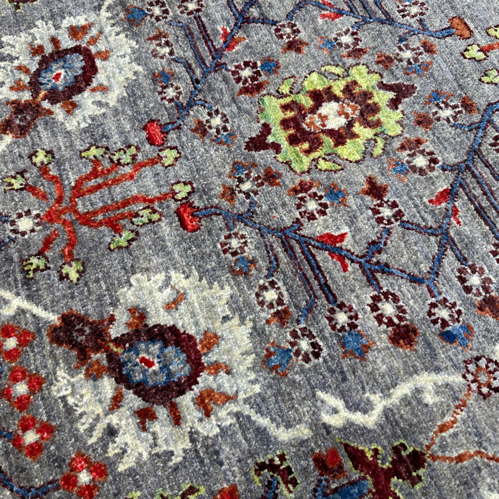 El Dokuma Gri Afgan Sultani Yün Halı (200x280 cm) - Görsel 3