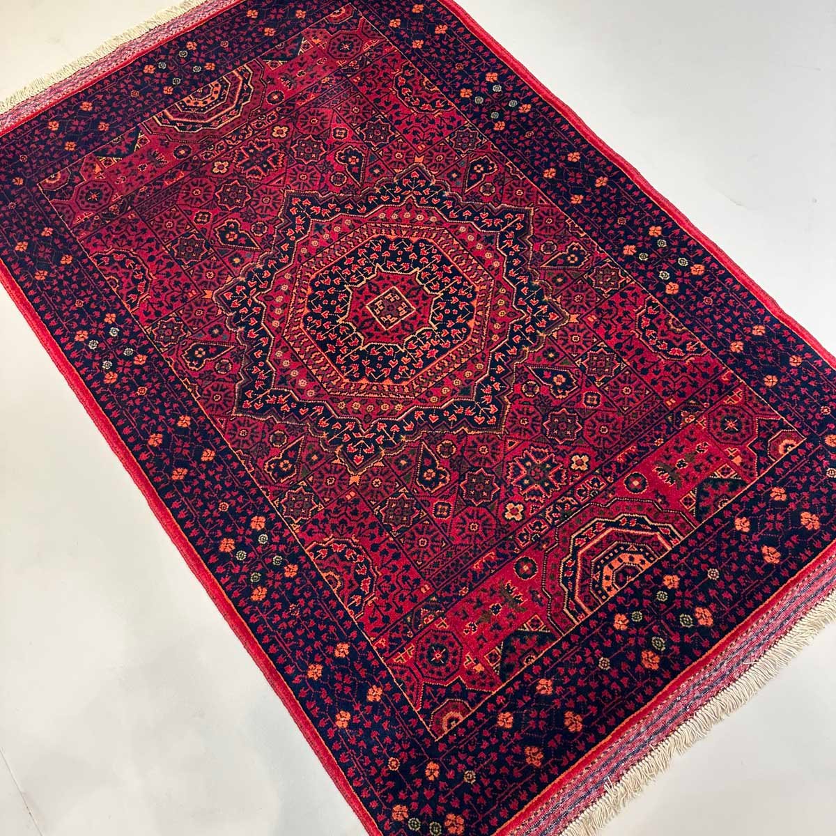 El Dokuma Afghan Memlük Yün Halı (100x150 cm) - Görsel 4