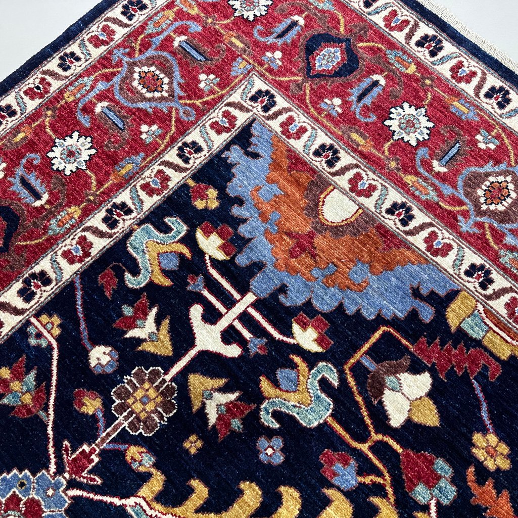 El Dokuma Lacivert İran Heris Yün Halı (250x300 cm) - Görsel 8