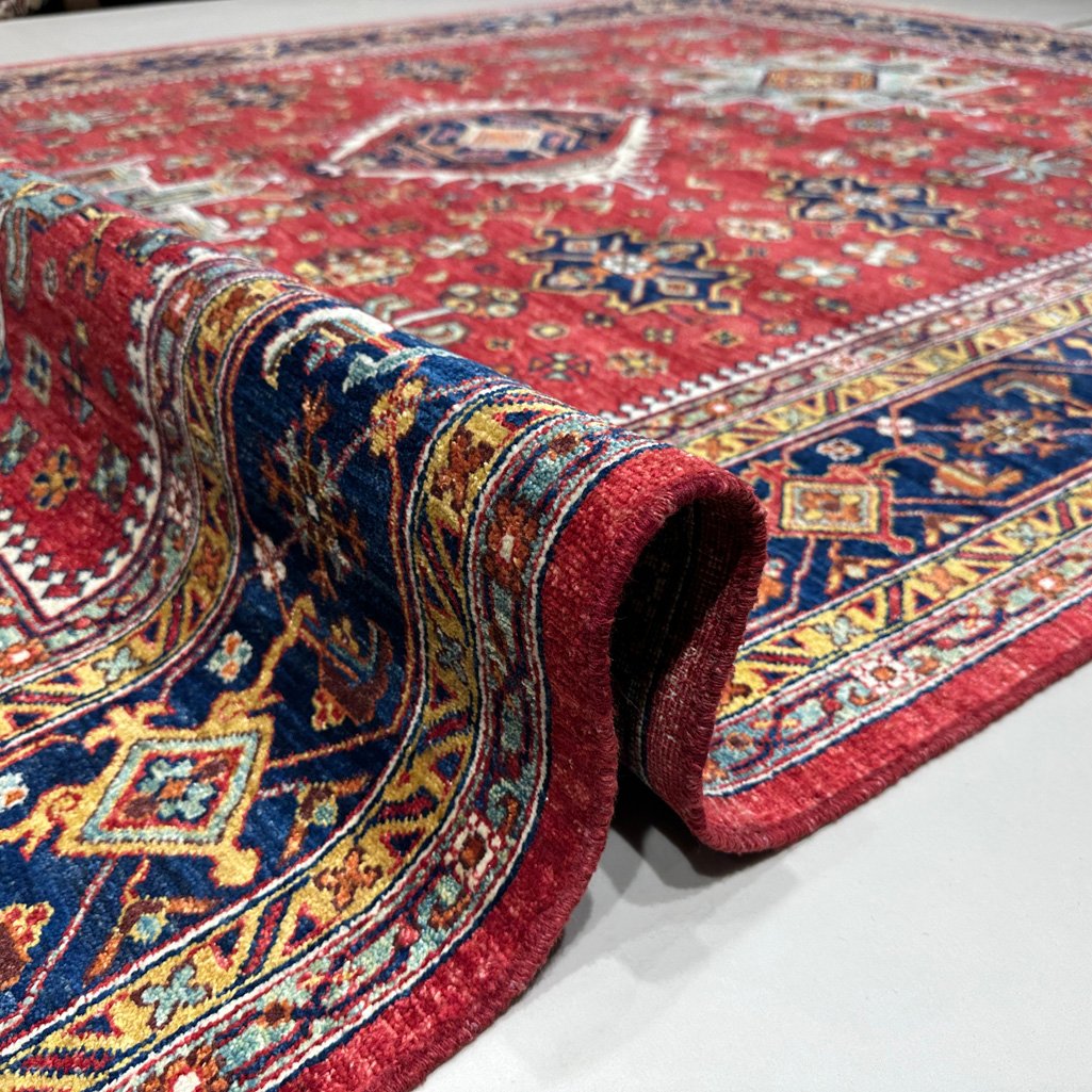 El Dokuma Kırmızı Afgan Kabile Yün Halı (250x300 cm) - Görsel 3