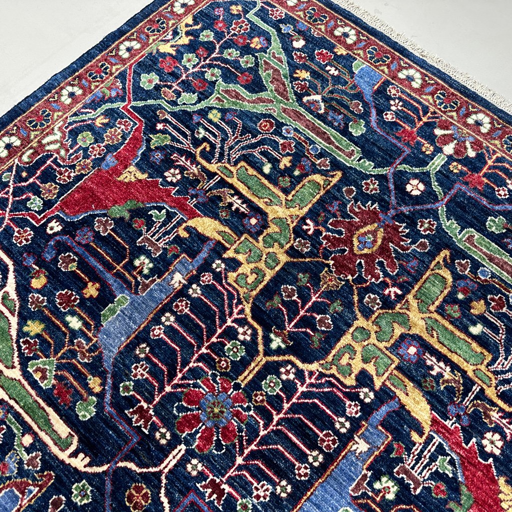 El Dokuma Lacivert İran Bidjar Tasarım Yün Halı (270x360 cm) - Görsel 7