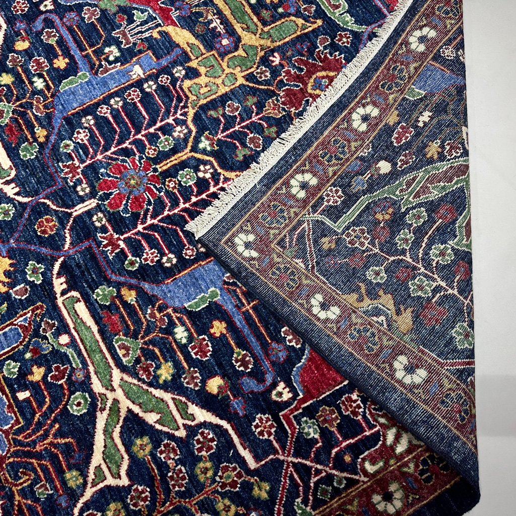 El Dokuma Lacivert İran Bidjar Tasarım Yün Halı (270x360 cm) - Görsel 4