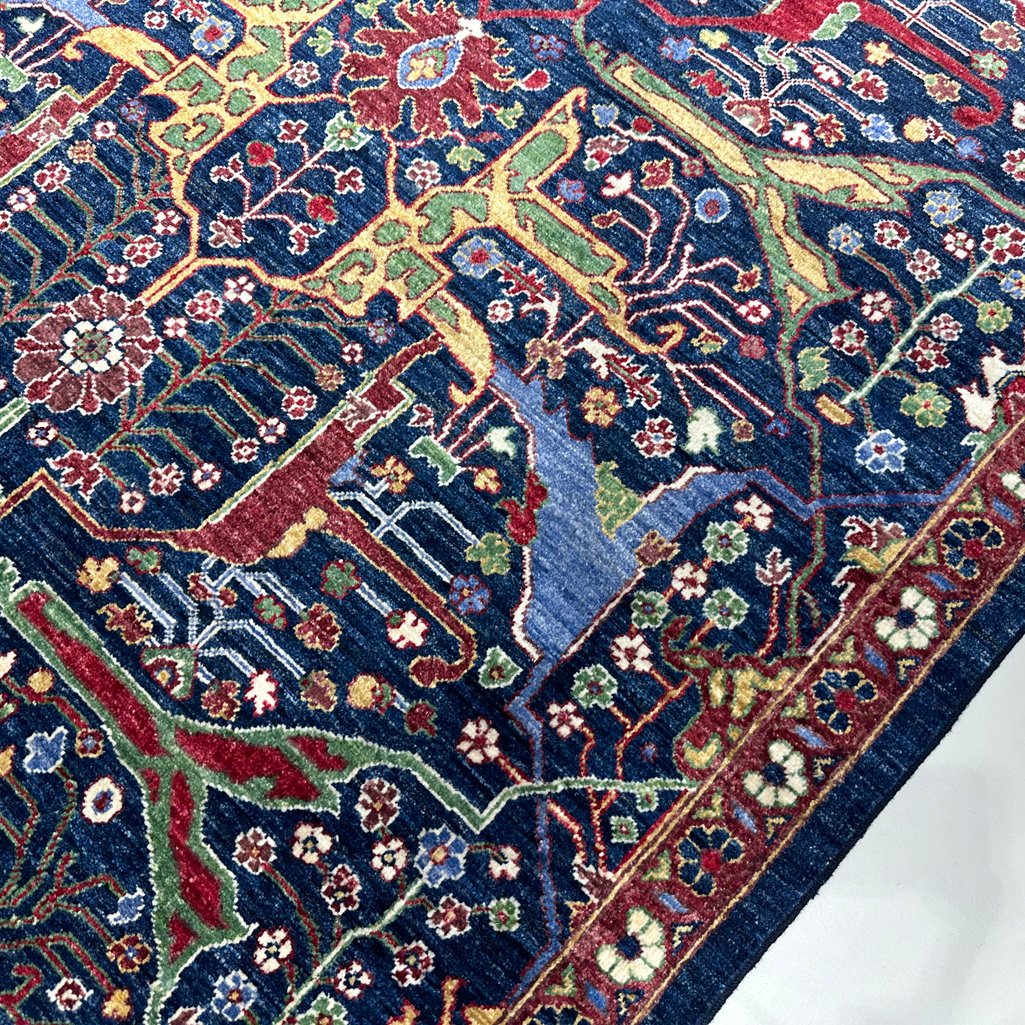 El Dokuma Lacivert İran Bidjar Tasarım Yün Halı (270x360 cm) - Görsel 9