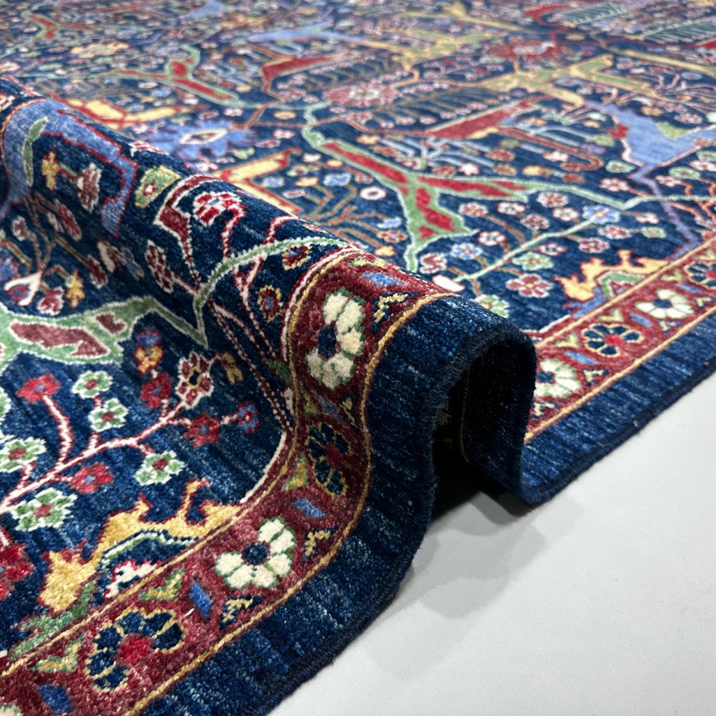 El Dokuma Lacivert İran Bidjar Tasarım Yün Halı (270x360 cm) - Görsel 3