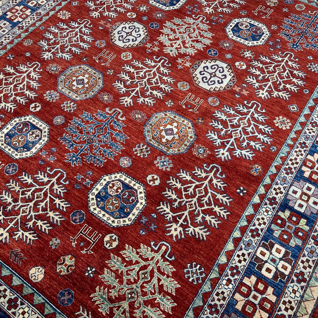 El Dokuma Bordo Afgan Kabile Yün Halı (250x300 cm) - Görsel 3