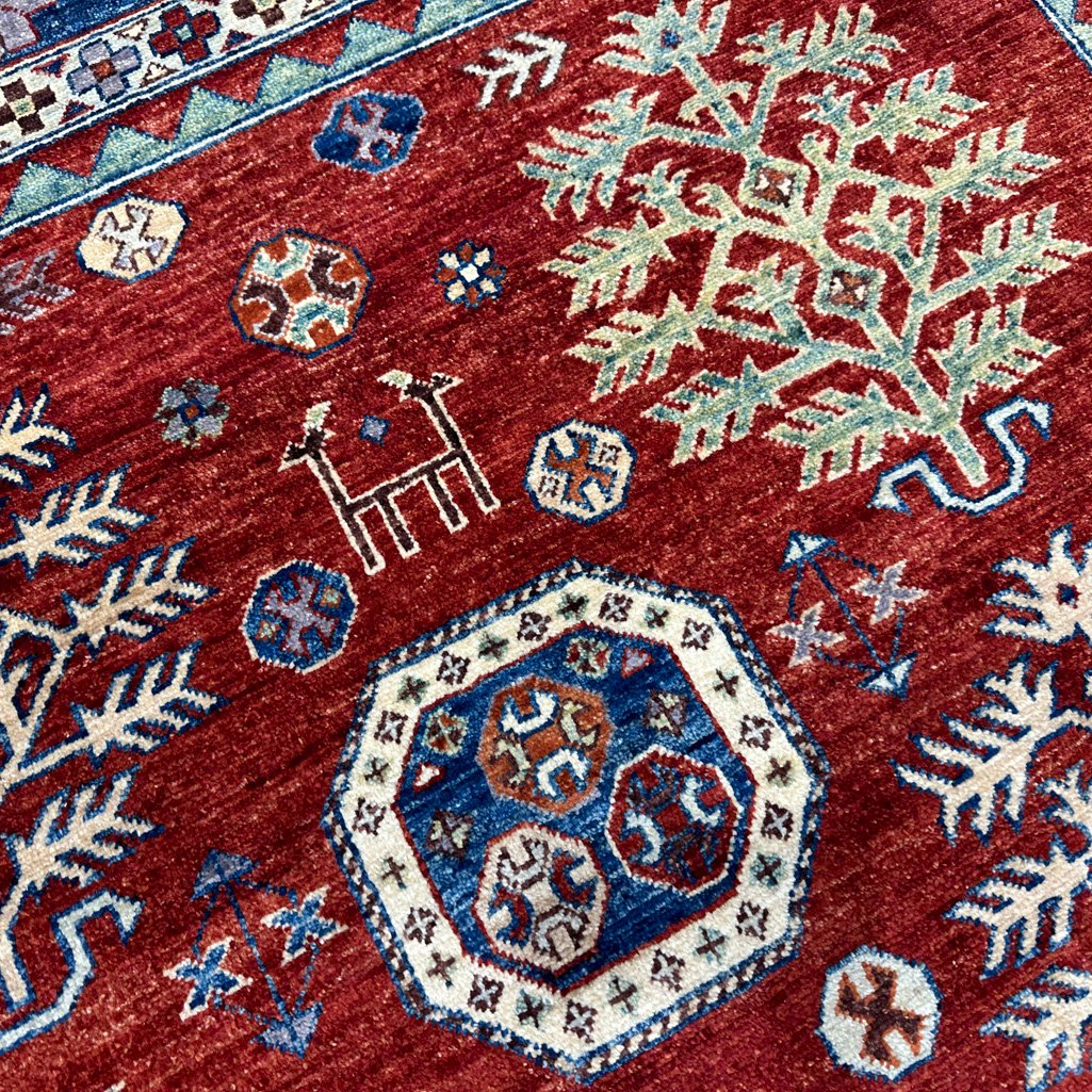 El Dokuma Bordo Afgan Kabile Yün Halı (250x300 cm) - Görsel 2