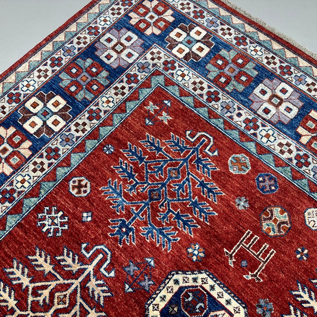 El Dokuma Bordo Afgan Kabile Yün Halı (250x300 cm) - Görsel 8