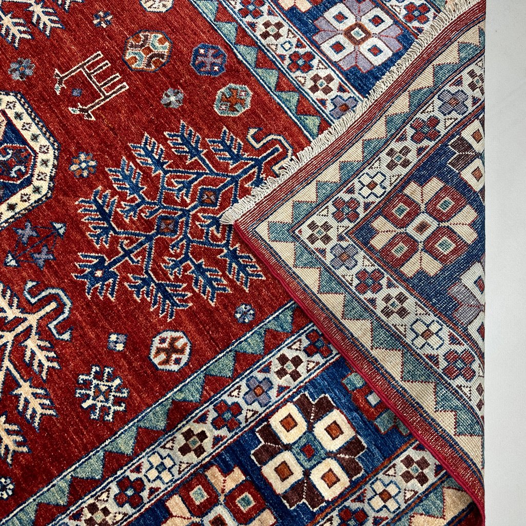 El Dokuma Bordo Afgan Kabile Yün Halı (250x300 cm) - Görsel 6