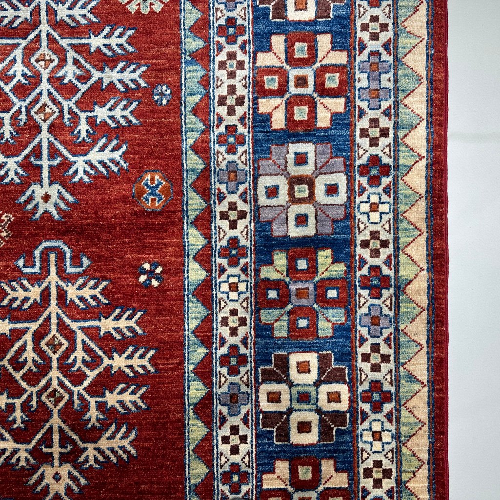 El Dokuma Bordo Afgan Kabile Yün Halı (250x300 cm) - Görsel 4