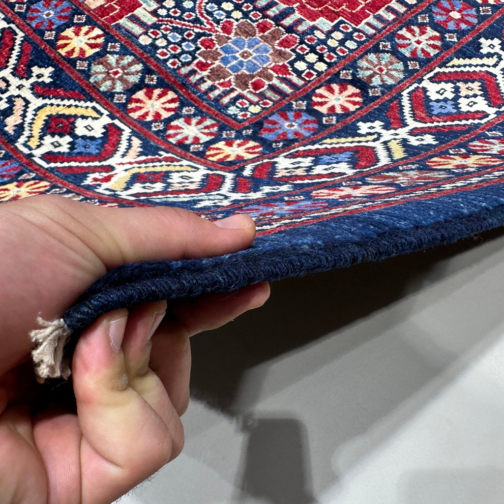 El Dokuma Lacivert Afgan Kabile Yün Halı (240x310 cm) - Görsel 10
