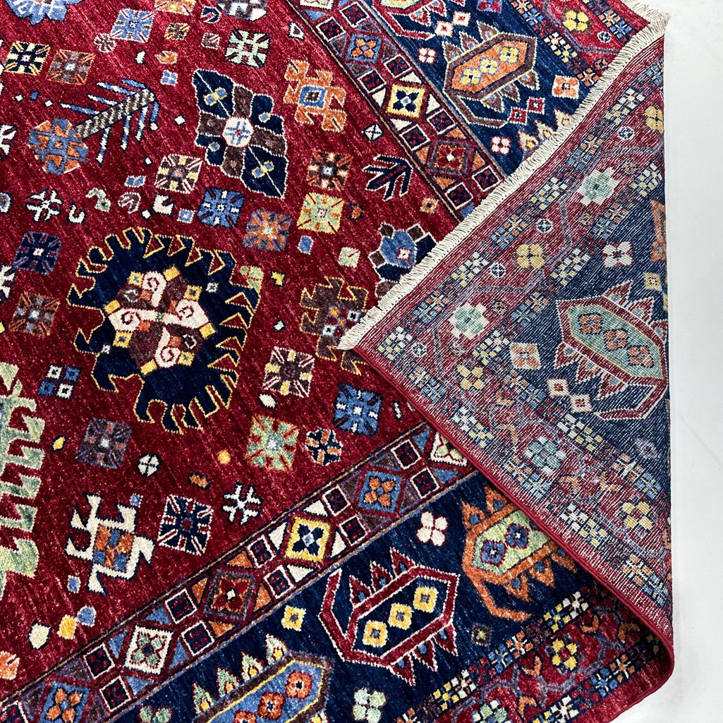 El Dokuma Kırmızı İran Kaşkai Yün Halı (270x360 cm) - Görsel 4
