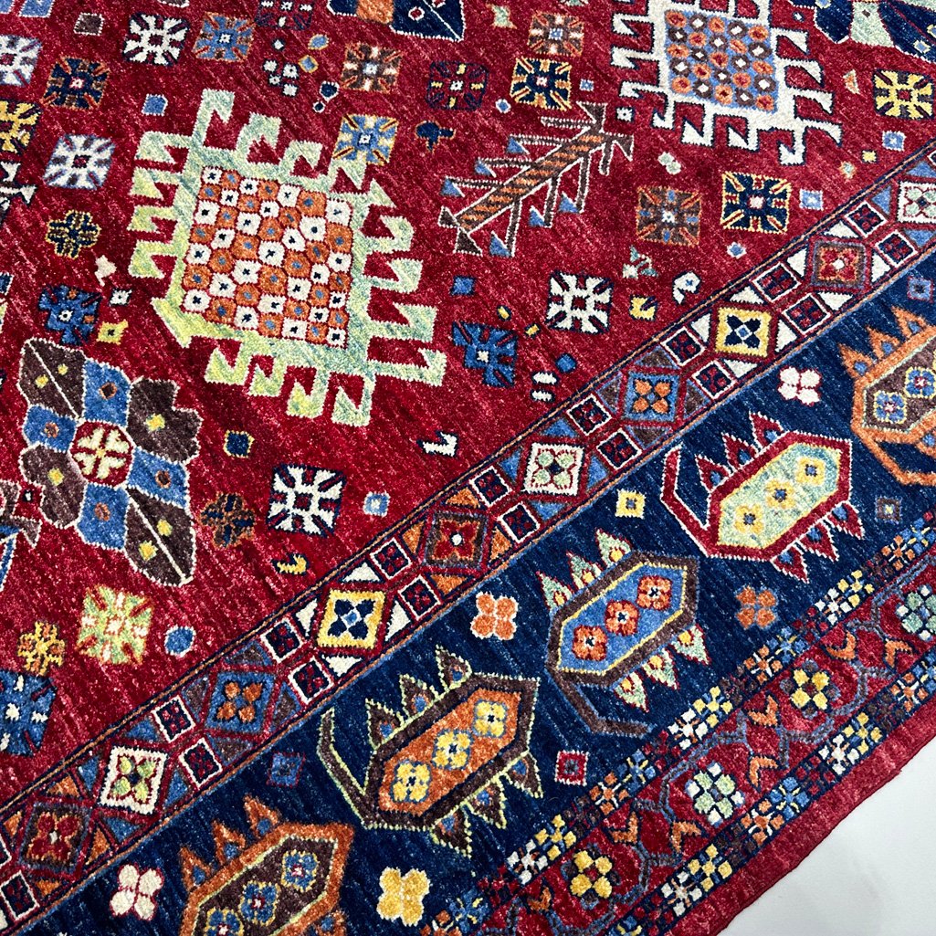 El Dokuma Kırmızı İran Kaşkai Yün Halı (270x360 cm) - Görsel 9