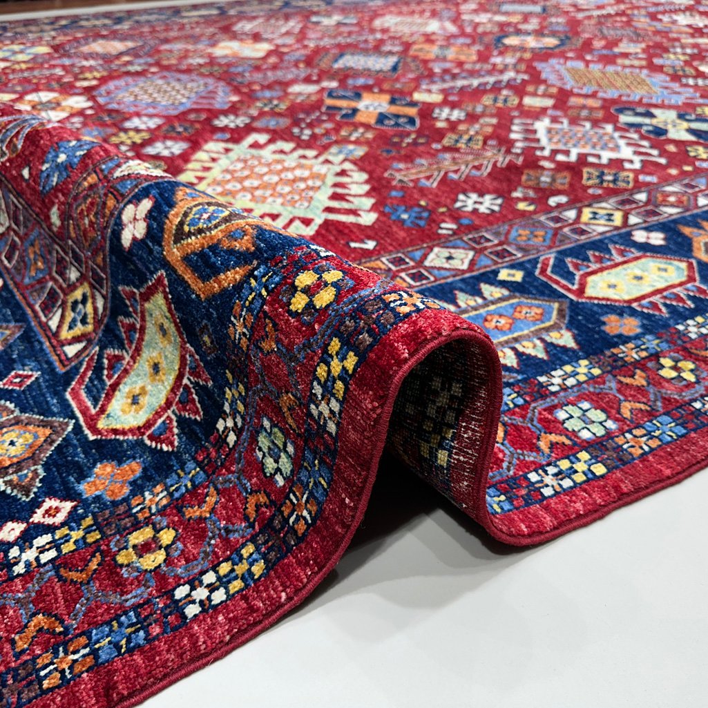 El Dokuma Kırmızı İran Kaşkai Yün Halı (270x360 cm) - Görsel 3