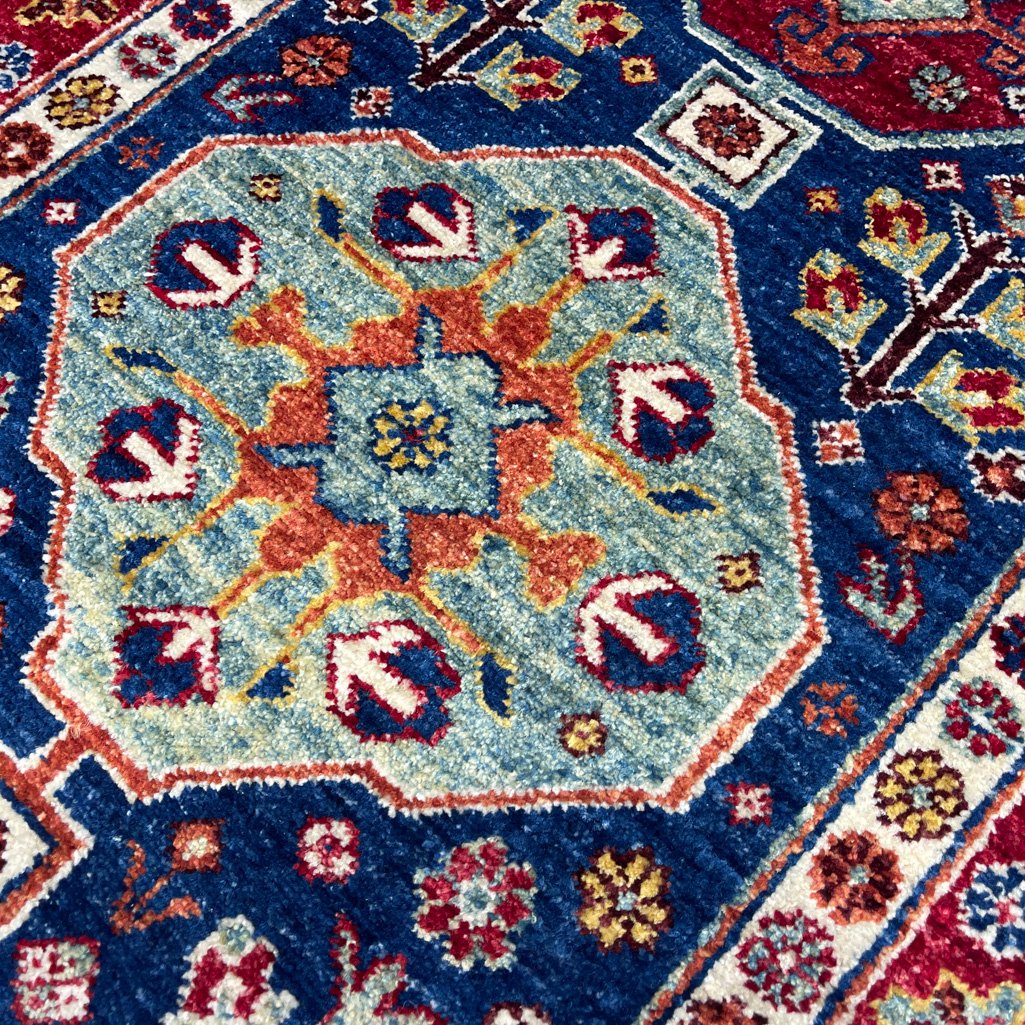 El Dokuma Lacivert Afgan Kabile Yün Yolluk Halı (80x250 cm) - Görsel 2