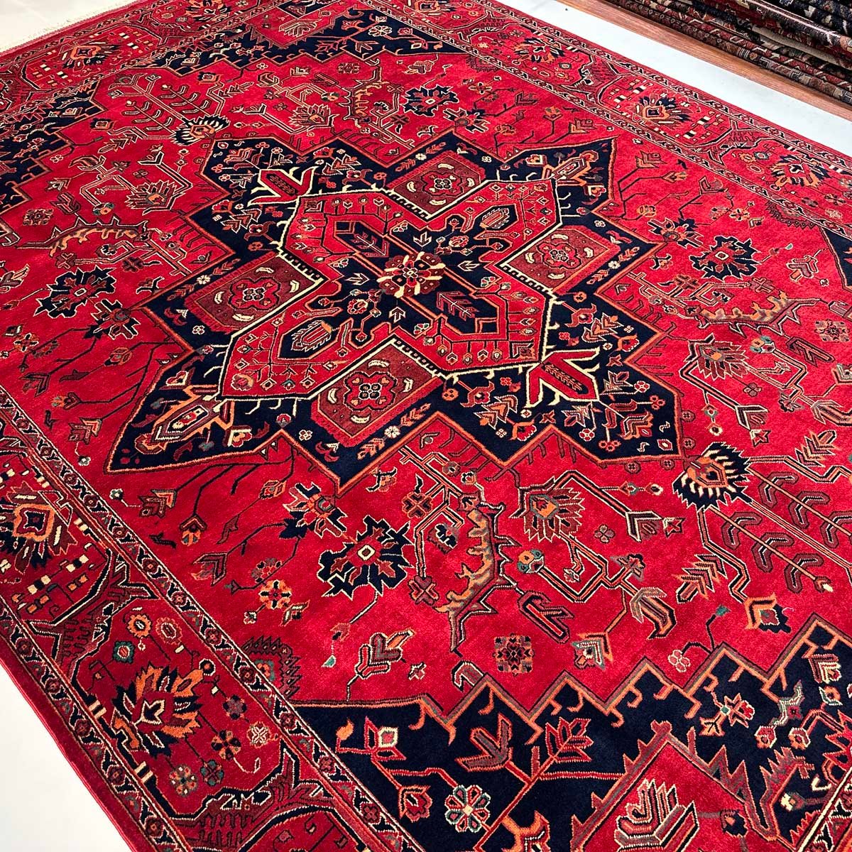 El Dokuma Afgan Heris Madalyon Yün Halı (250x350 cm) - Görsel 5