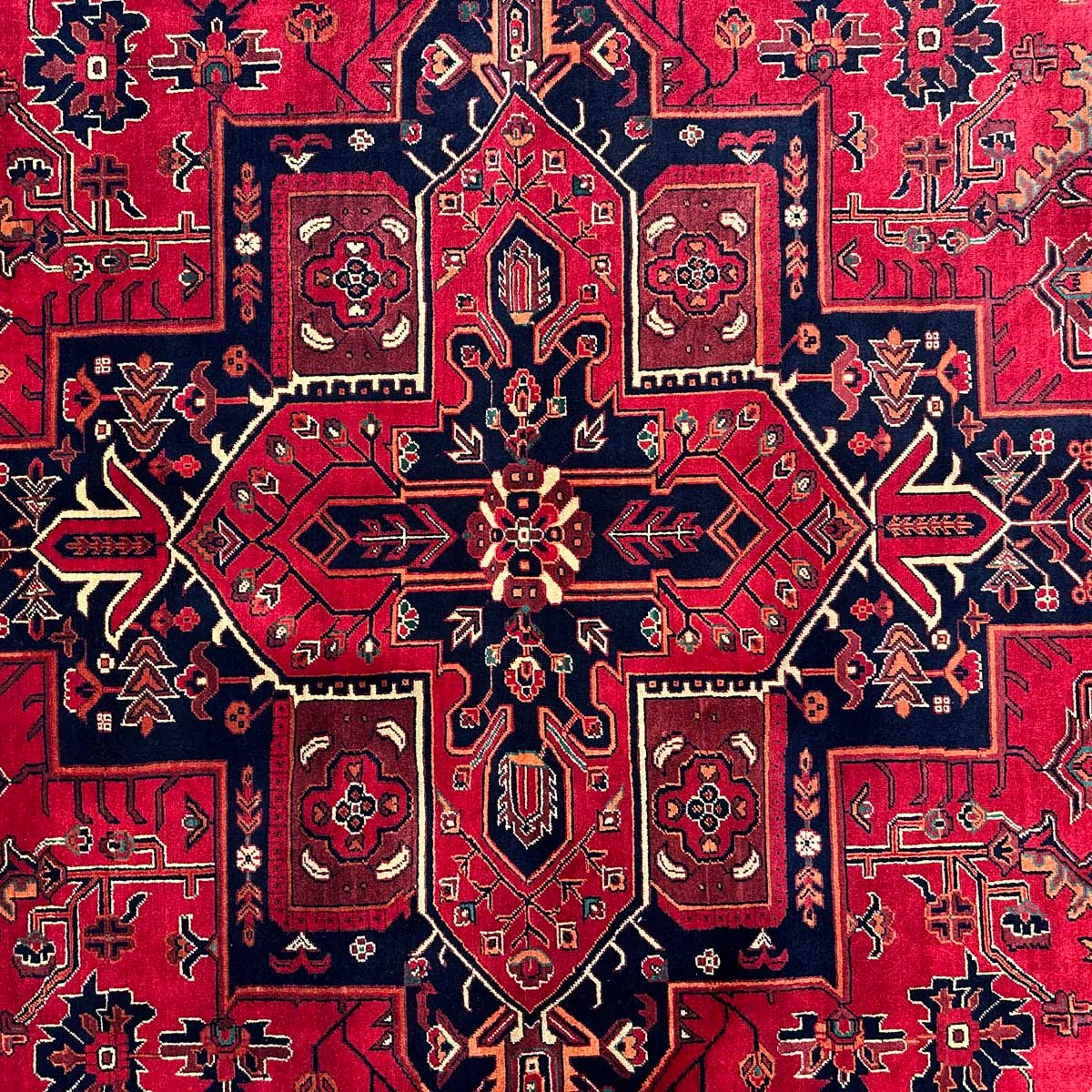 El Dokuma Afgan Heris Madalyon Yün Halı (250x350 cm) - Görsel 2