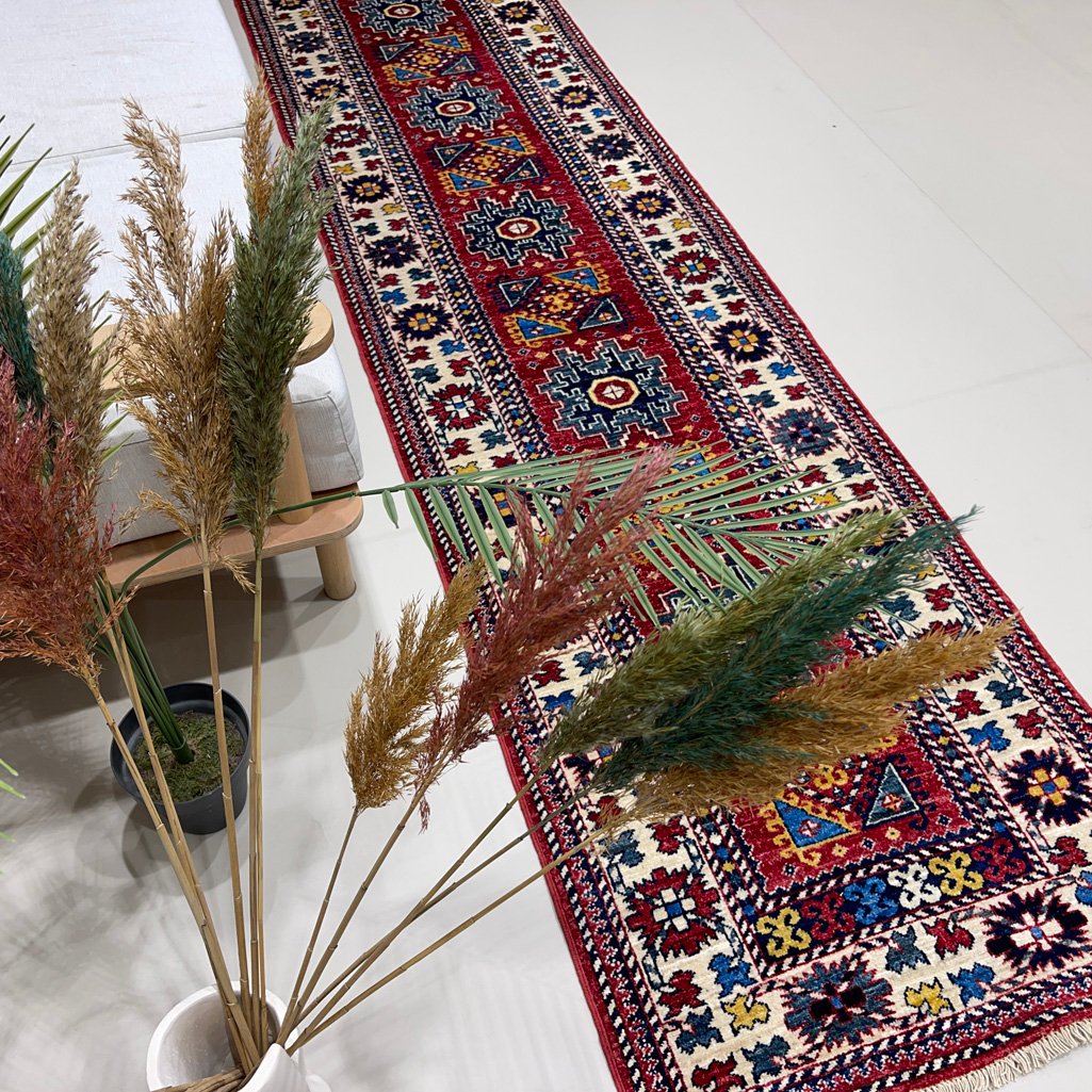 El Dokuma Afgan Kabile Yün Yolluk Halı (75x315 cm) - Görsel 2