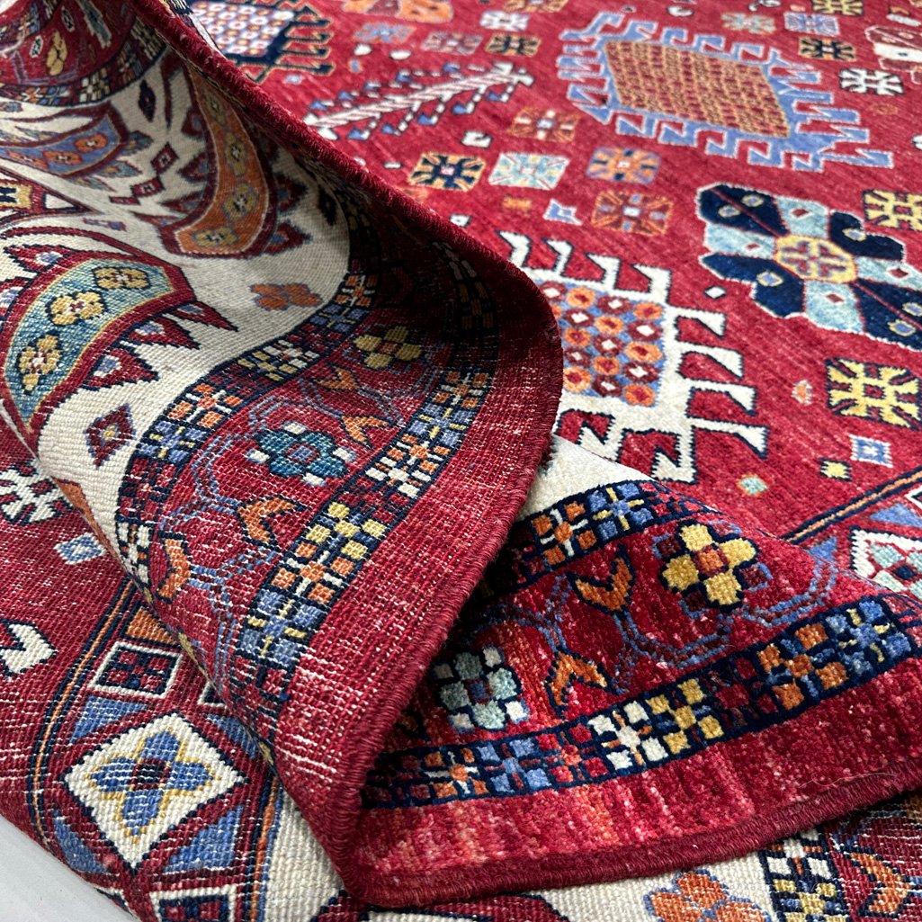 El Dokuma Kırmızı İran Kaşkai Yün Halı (280x370 cm) - Görsel 4