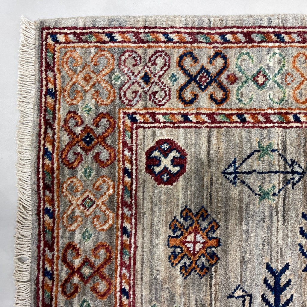 El Dokuma Natural Gri Afgan Kabile Yün Yolluk Halı (85x305 cm) - Görsel 9