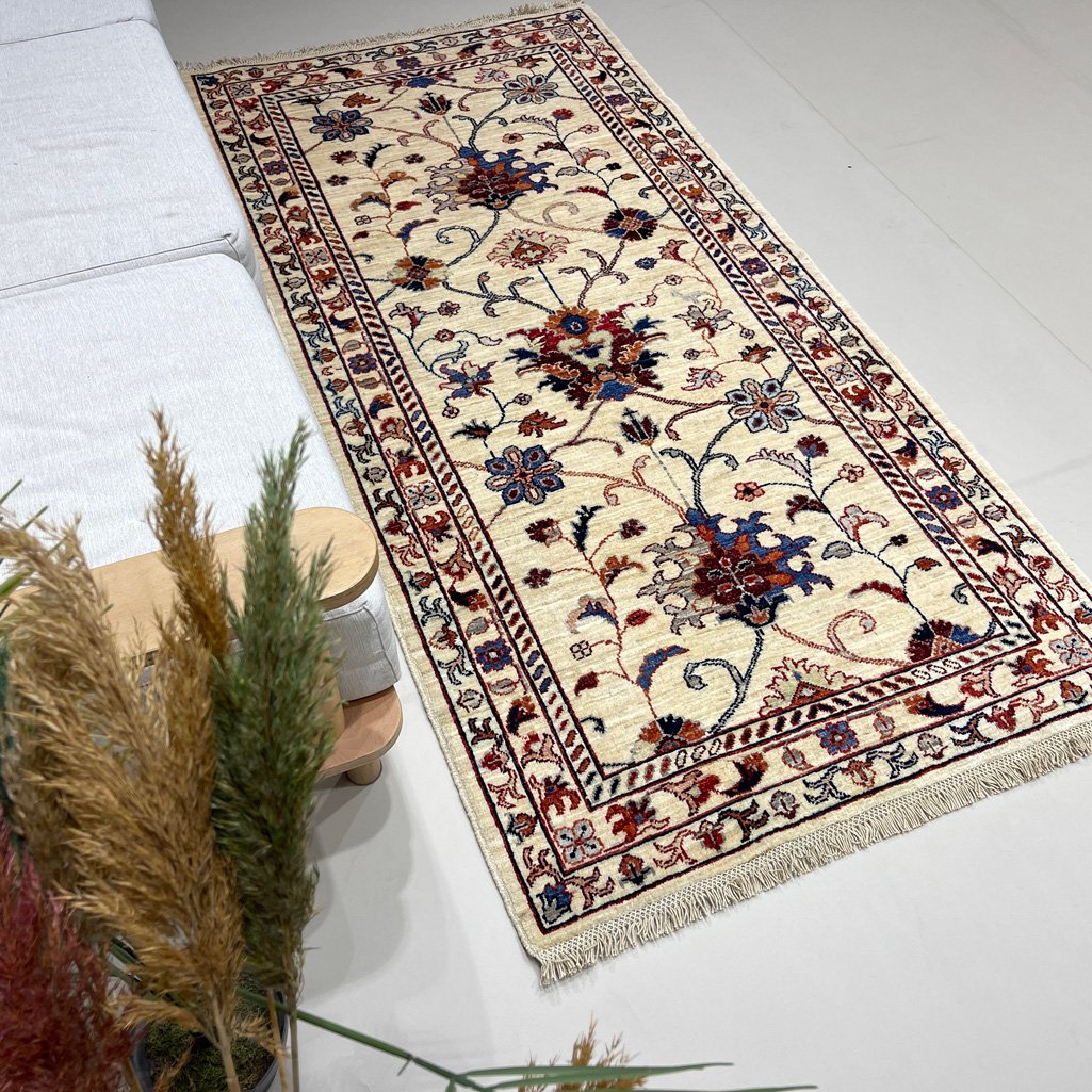 El Dokuma Afgan Sultani Yün Yolluk Halı (95x200 cm) - Görsel 2